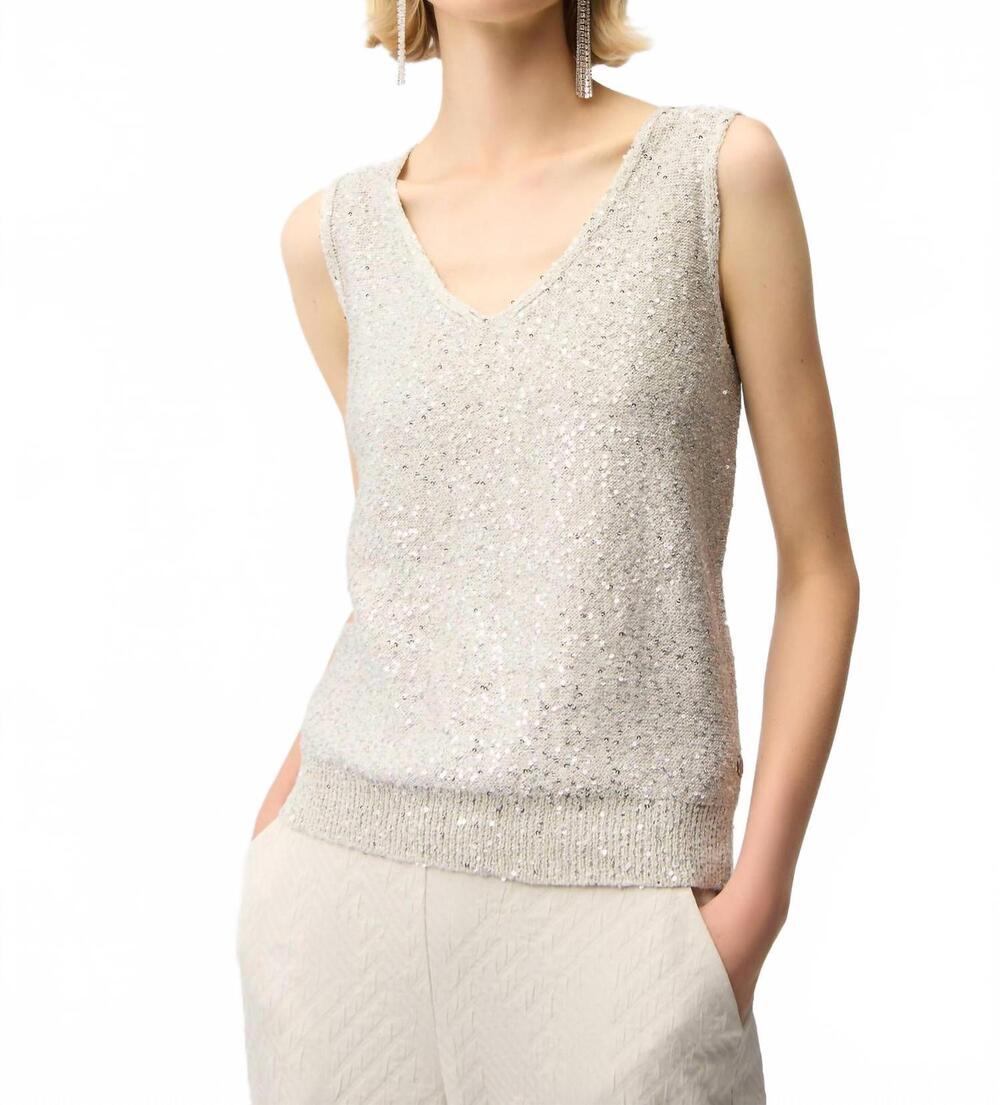 NEW JOSEPH RIBKOFF glamorous v-neck sleeveless pullover camisole in moonstone